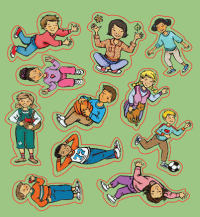 Fall Kids Hanging Out Stickers