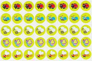 Cute Bugs Dot Stickers - 90 pc
