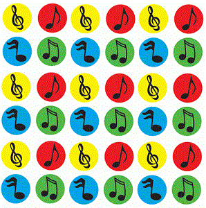 Mini Colored Music Note Chart Stickers