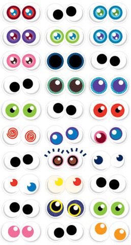 Colorful Crazy Eyes Stickers - Puffy