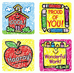 Kid Drawn School Stickers