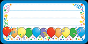 Rainbow Balloon Name Tag Stickers