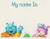 Cute Monster Sticker Name Tags