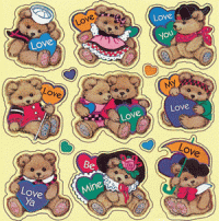 Teddy Bears & Hearts Stickers
