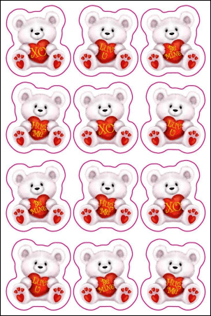 White Valentine Teddy Bear Stickers