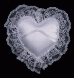 White Heart Satin & Lace Ring Pillow