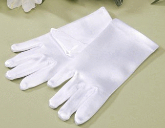 White Satin Wedding Gloves - Child Size