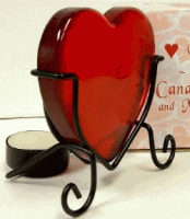 A Red Heart Glass Gem - Candle