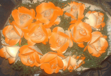 Orange Tipped Wooden Rose Bouquets