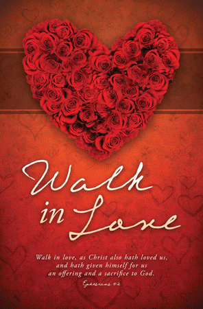 Red Heart Walk in Love Wedding Bulletins