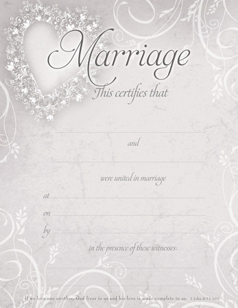 Lacy Heart Marriage Certificate - Embossed