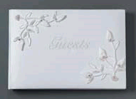 White Elegance Flowers & Pearls Guestbook