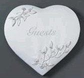 White Elegance Flowers & Pearls Heart Guestbook