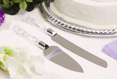 Crystal Wedding Knife Serving Set