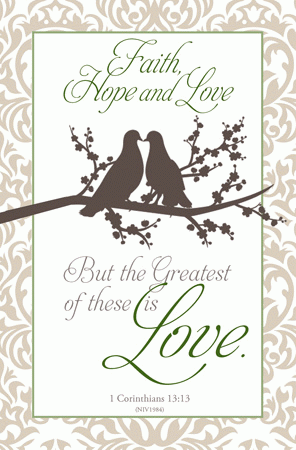 Faith, Hope & Love Bird Themed Wedding Bulletin