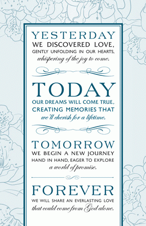 Yesterday, Tomorrow, Today Wedding Bulletins