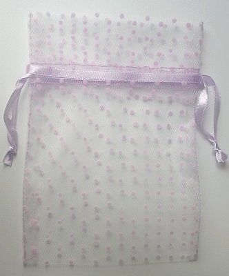 Polka Dot Tulle Favor Bag - Lilac Large
