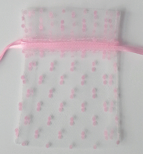 Polka Dot Tulle Favor Bag - Pink Small