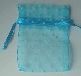Polka Dot Tulle Favor Bag - Turquoise Small