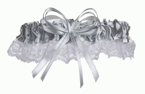 Silver Satin & Lace Garter Belt